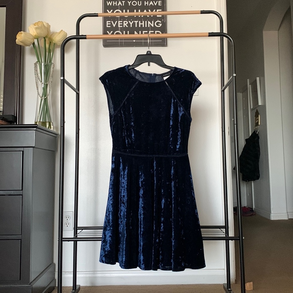 Navy Blue Crush Velvet Dress